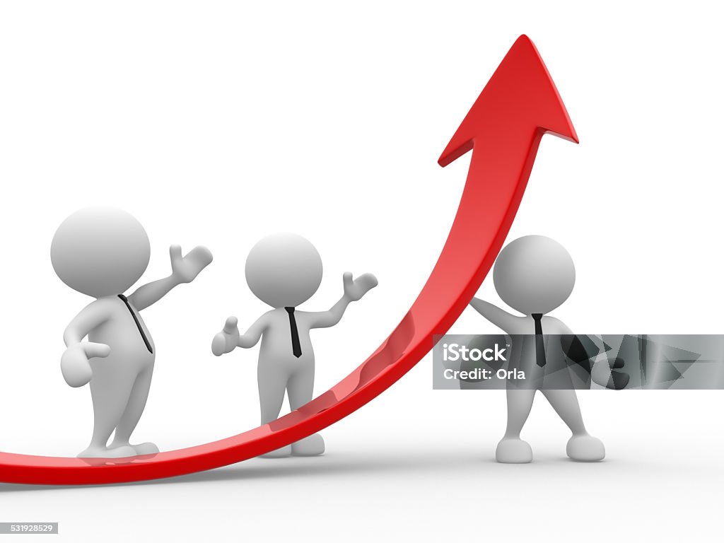 Businessman 3d people - men, person  and a graph arrow. Business partners. 2015 Stock Photo
