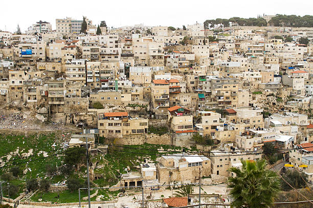 silwan village a gerusalemme. - jerusalem israel roof looking at view foto e immagini stock