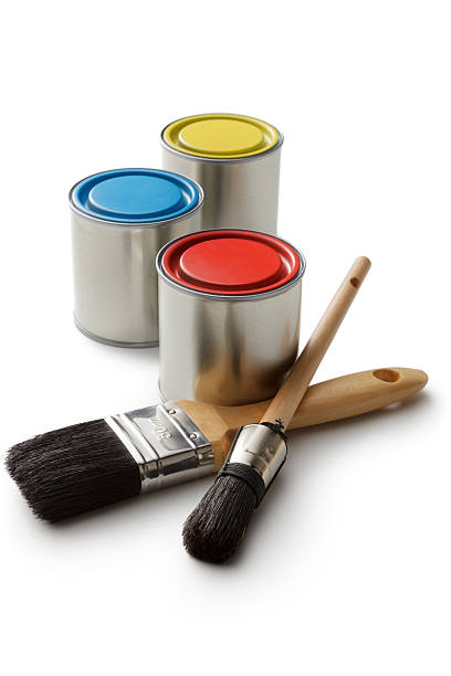 istock Paint: Paint Cans and Paint Brush Isolated on White Background 531929646