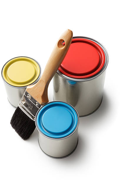 istock Paint: Paint Cans and Paint Brush Isolated on White Background 531929932