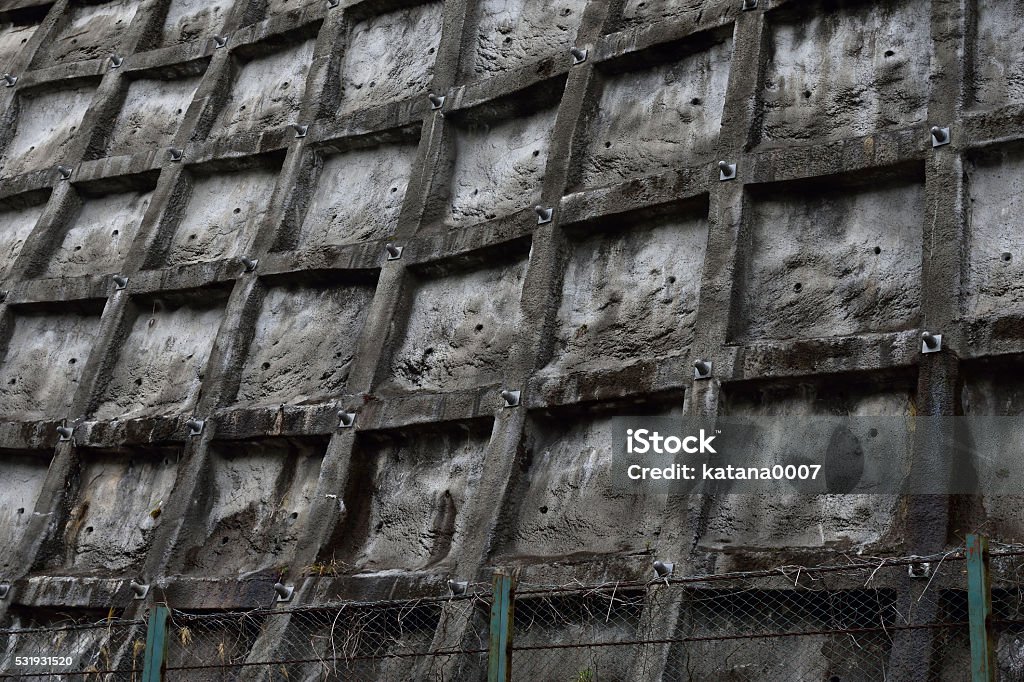 Retaining wall Huge retaining wall. Accidents and Disasters Stock Photo