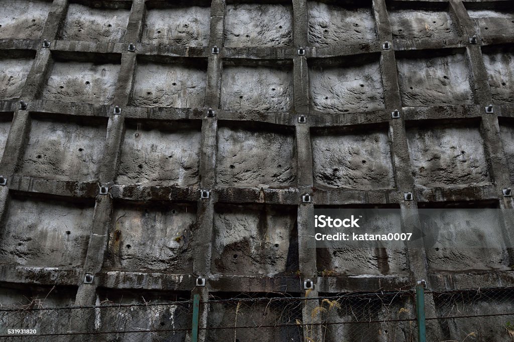 Retaining wall Huge retaining wall. Accidents and Disasters Stock Photo