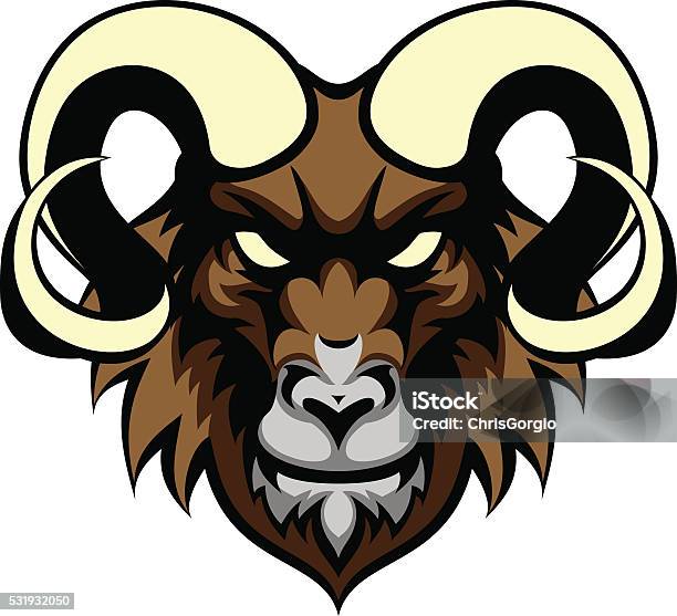 Ram Mean Animal Mascot Stock Illustration - Download Image Now - Anger, Displeased, Goat