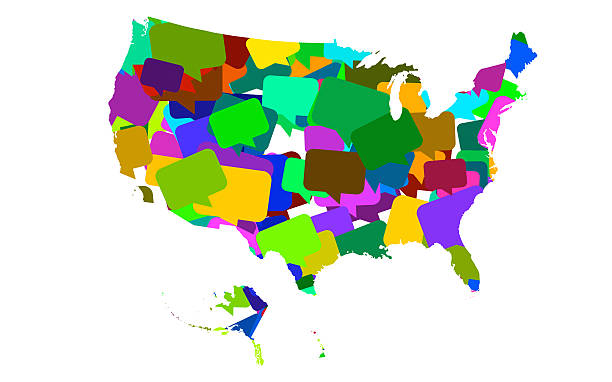istock Map United States America with label symbols 531932197