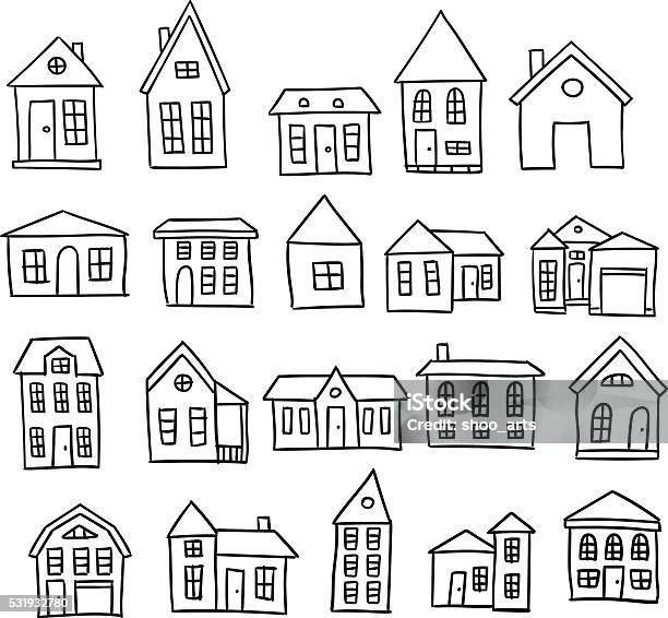 Hand Drawn House Vector Set Stock Illustration - Download Image Now - House,  Drawing - Activity, Drawing - Art Product - iStock