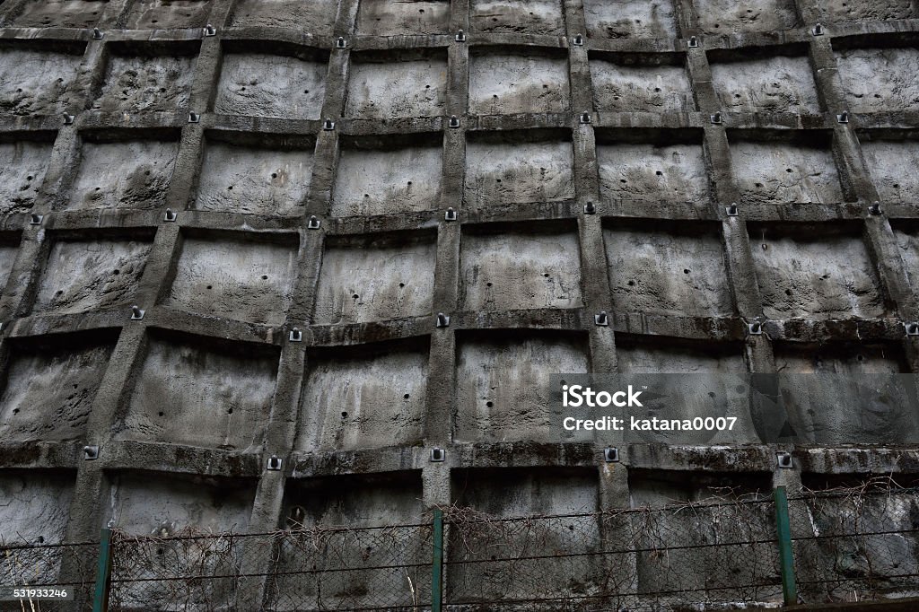 Retaining wall Huge retaining wall. Accidents and Disasters Stock Photo