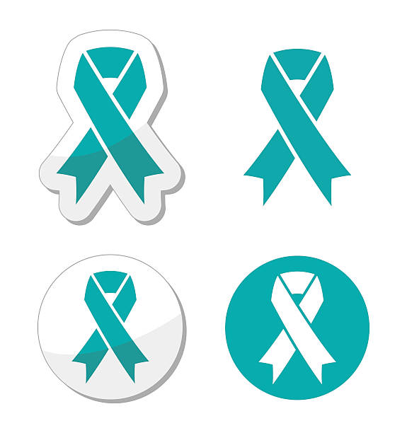 cyraneczka wstążka-jajników, szyjki macicy, a także nowotworów macicy symbol - cancer victim stock illustrations