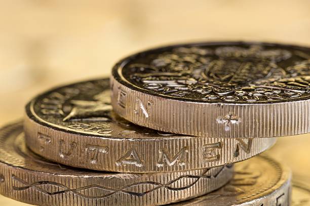 istock Macro shot of British pound coins precariously balanced. 531936244