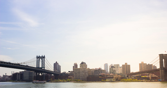 A view of the Brooklyn and Manhattan bridges in New York City.