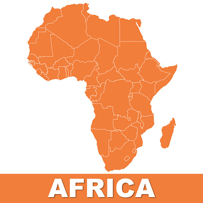 Detailed Africa Map, orange color