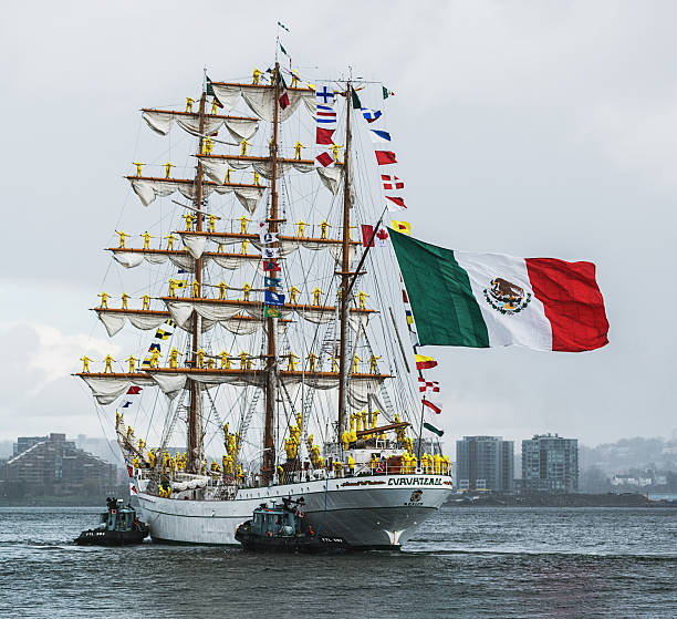 goleta cuauhtémoc - halifax tall ship sailor sailboat fotografías e imágenes de stock