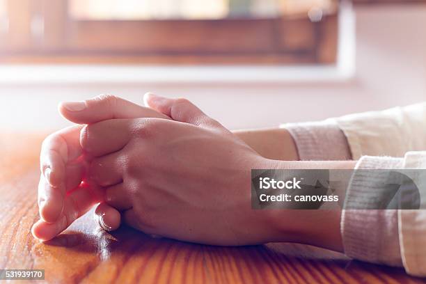 Closeup Of Woman Hands In Reflexive And Concern Position Stock Photo - Download Image Now