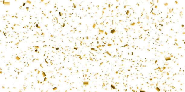 istock Gold Paper Confetti Falling Isolated on White 531942294
