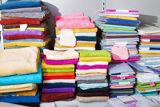 istock Detail view of loop towels and bed sheets 531942548