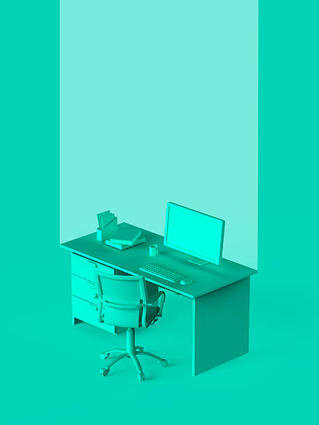 istock color  render of office desk  with place for headline and 531943236