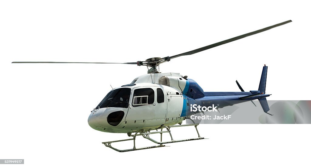 White helicopter with working propeller White helicopter with working propeller, isolated on white Helicopter Stock Photo