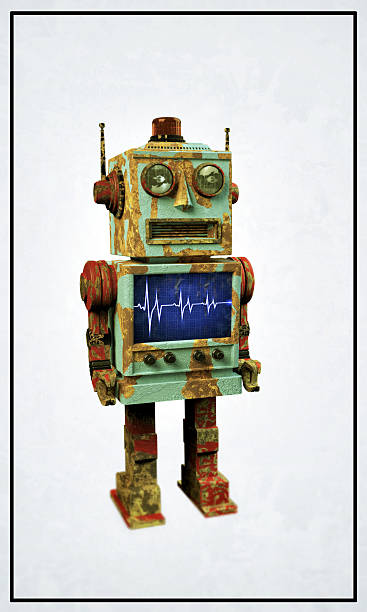 vintage robot toy stock photo
