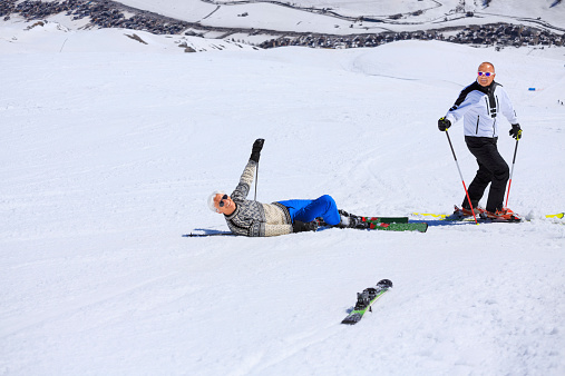 Snow Skiing Accident  Falling