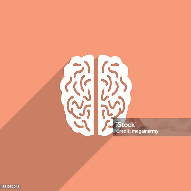 Flat Human Brain Icon Stock Photo - Download Image Now - 2015, Abstract, Anatomy