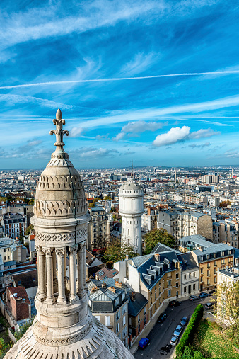Urban landscape of Paris, France. 18th arrondissement. Image is shot from Sacré-Cœur Basilica.