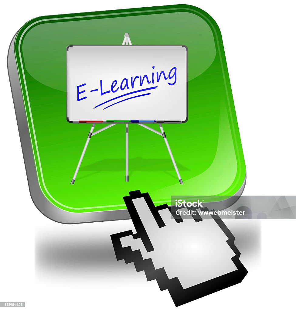 Elearning Button With Cursor Stock Illustration - Download Image Now ...