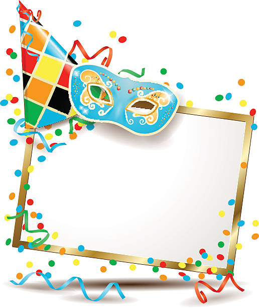 ilustraciones, imágenes clip art, dibujos animados e iconos de stock de carnival signboard con sombrero y máscara de carnaval - procession panel