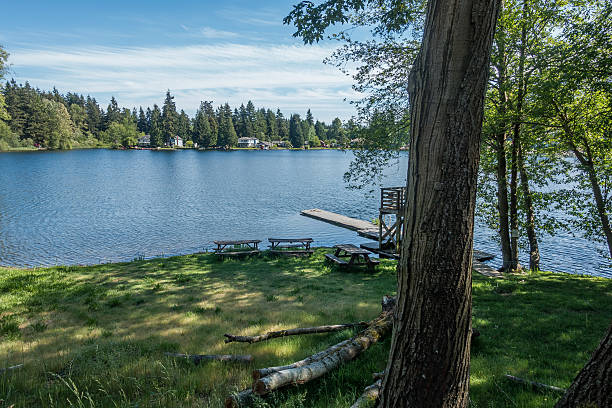 Mirror Lake A view of Mirror Lake in Federal Way, Washington. mirror lake stock pictures, royalty-free photos & images