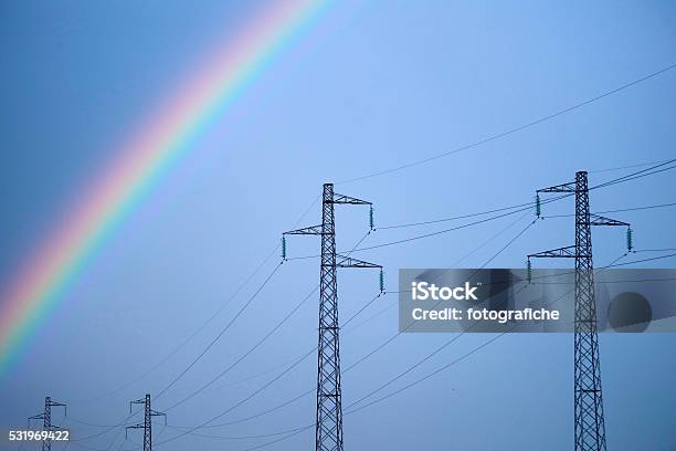 Power Through Line Rainbow Through Power Line Stock Photo - Download Image Now - Abstract ...