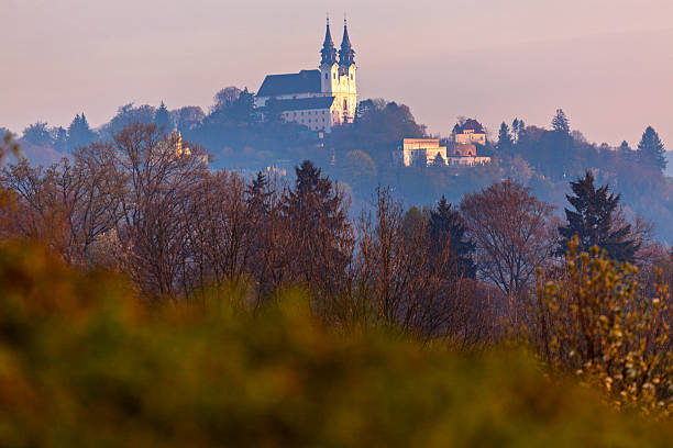 Postlingbergkirche in Linz seen at sunrise. Linz, Upper Austria, Austria.