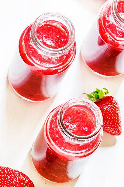istock Strawberry smoothie in bottles 531983468