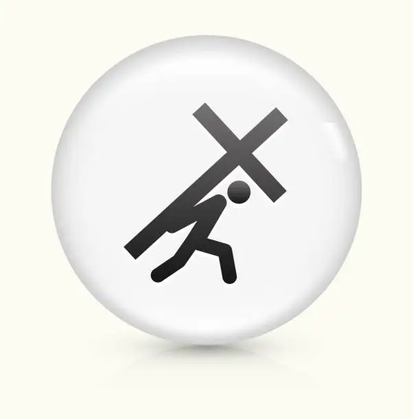 Vector illustration of Crucifixion icon on white round vector button