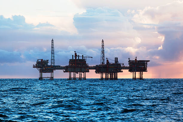 Oil platform in the USA stock photo