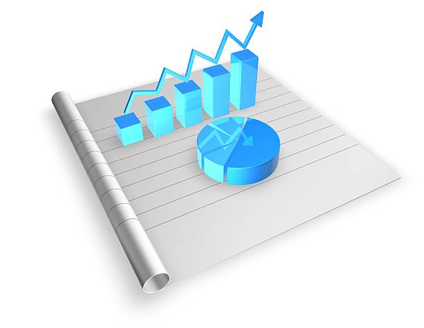 istock 3d blue graph on curled paper, economy and finances concept. 531984273
