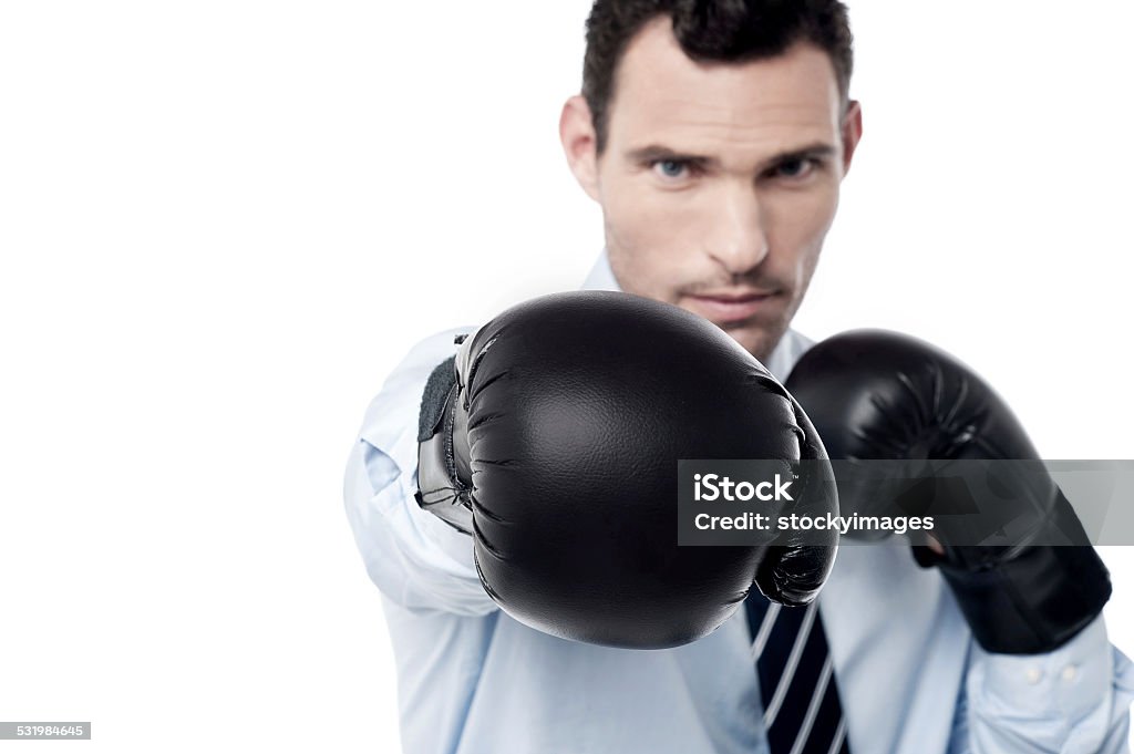 I am ready for the challenge ! Businessman ready to fight with boxing gloves 2015 Stock Photo