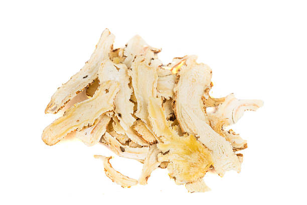 スライスの angelica sinensis または dang gui - angelica herb herbal medicine root ストックフォトと画像