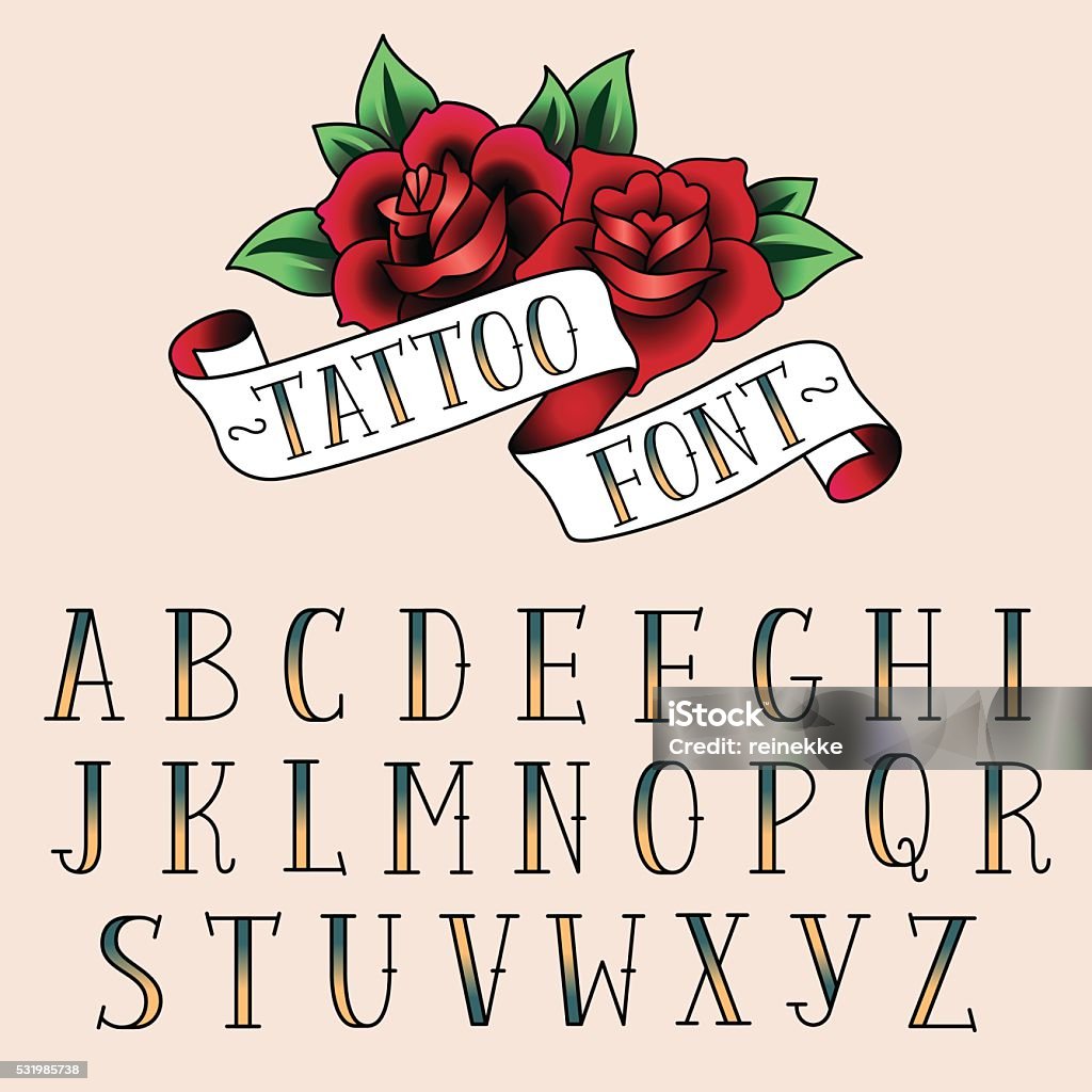 Tatuaż styl alfabeth - Grafika wektorowa royalty-free (Tatuaż)