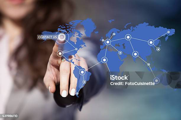 Worldwide Customer Service Support Stock Photo - Download Image Now - Contact Us, Map, Communication