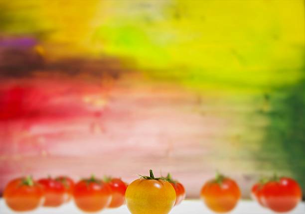 Fresh tomatoes and a colorful background