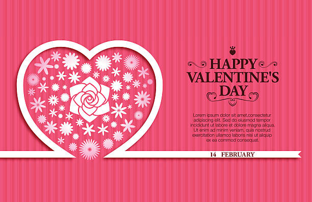 valentine's day background [ blumen und band ] - flower valentines day valentine card backgrounds stock-grafiken, -clipart, -cartoons und -symbole