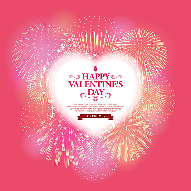 ilustraciones, imágenes clip art, dibujos animados e iconos de stock de fondo del día de san valentín [ corazón y fuegos artificiales ] - valentines day heart shape backgrounds star shape