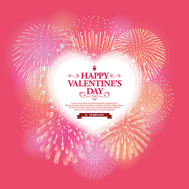 Valentine's Day background[Heart and Fireworks] vector art illustration