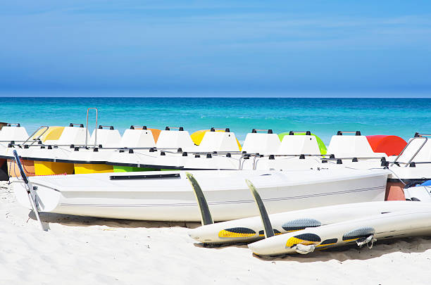 istock Colorful pedalos docked at the shore 531988097
