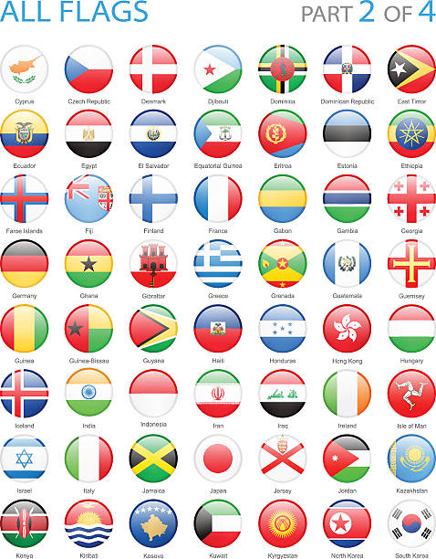 cały świat flagi okrągłe ikony-ilustracja - france gibraltar stock illustrations
