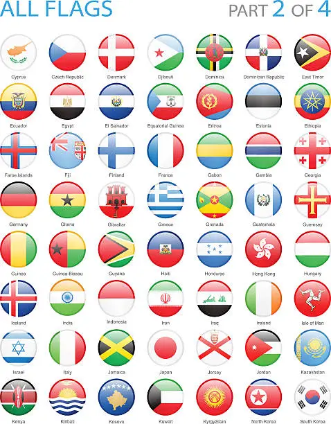 Vector illustration of All World Round Flag Icons - Illustration