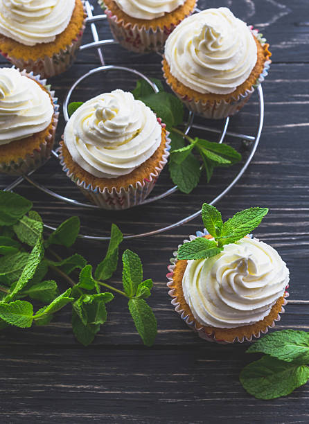 istock Homemade sweet mint cupcake with cream 531989140