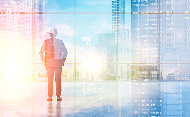 istock Businessman silhouette double exposure 531989534