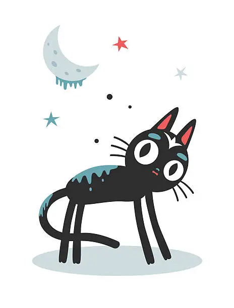 Vector illustration of Black cat