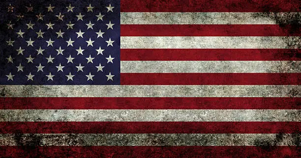 Photo of American flag with super grunge texture