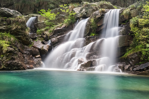 Vis waterfall near Saint-Laurent-le-Minier in long exposure