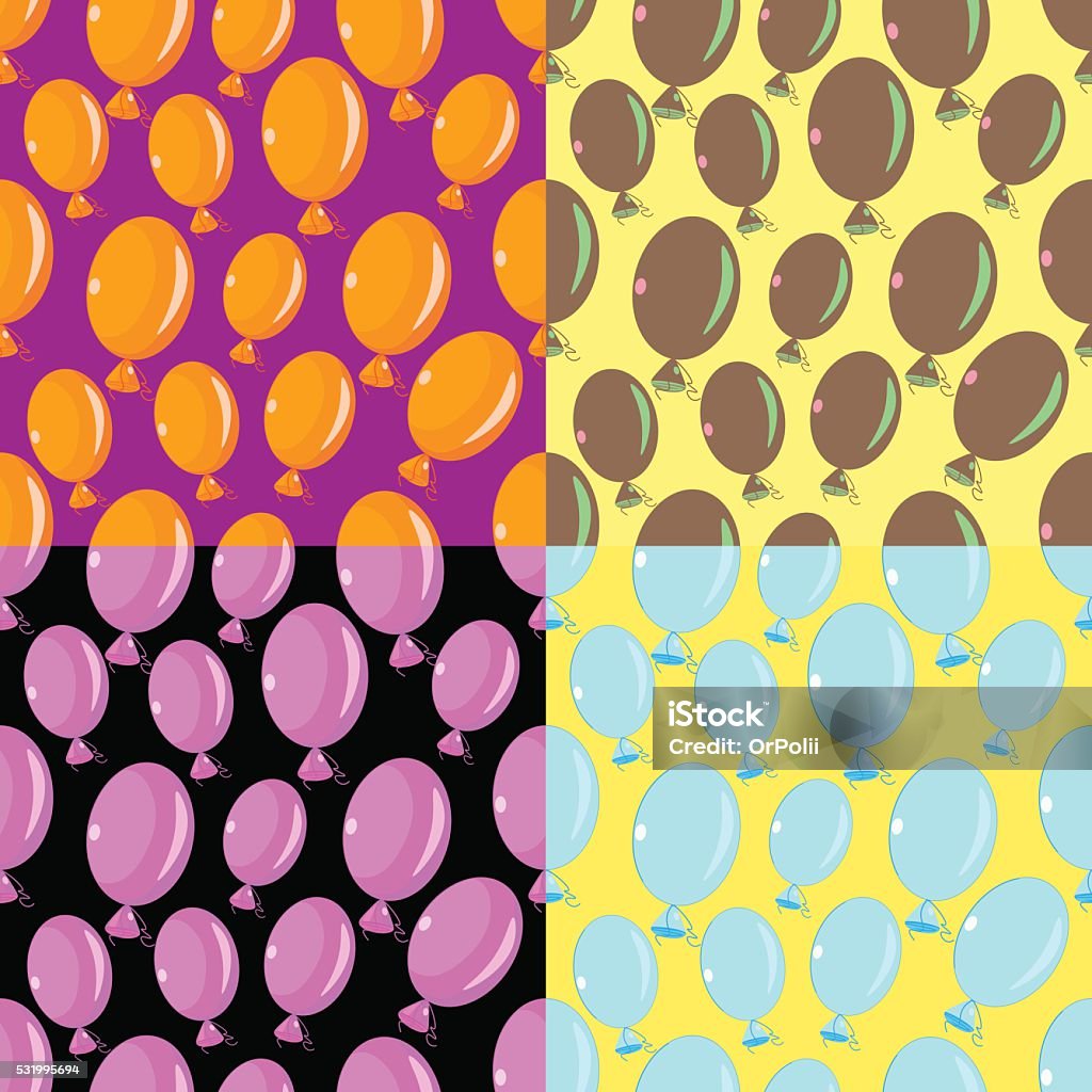 Set Balloons Seamless Pattern On Violet Background Vector Illus Stock ...